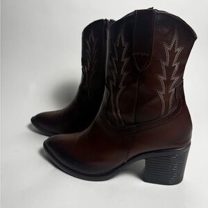 Elegant Brown Faux Leather Ankle Boots